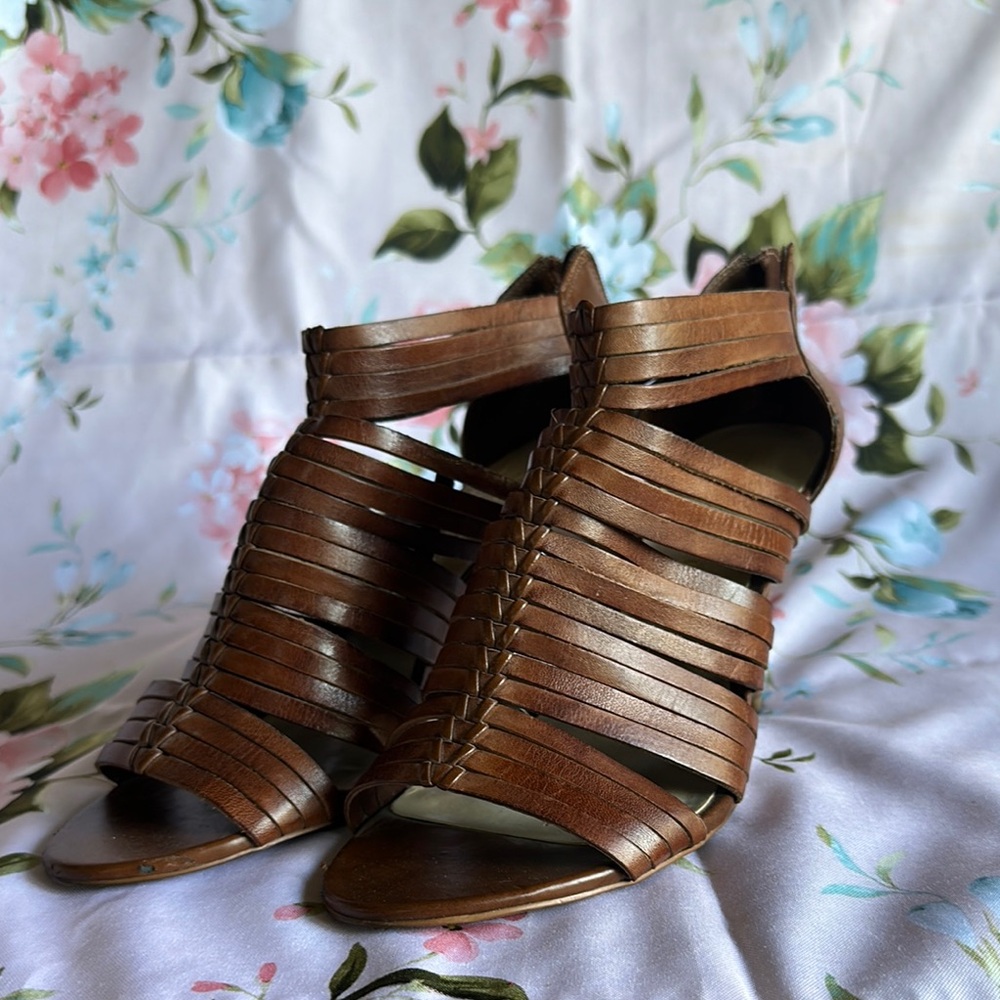 Franco Sarto Brown Strappy Women's Sandals